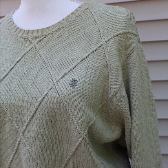 IZOD Olive/ Mint/ Green Vintage Oversized Unisex Sweater - Picture 2 of 7